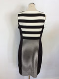 CHETTA B BLACK & WHITE STRIPE PENCIL DRESS SIZE UK 16