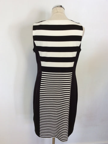 CHETTA B BLACK & WHITE STRIPE PENCIL DRESS SIZE UK 16