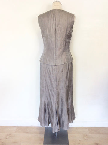 PETER MARTIN SILVER SPECIAL OCCASION SLEEVELESS TOP & MATCHING LONG SKIRT SIZE 12