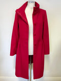 HOBBS RED WOOL & CASHMERE BLEND KNEE LENGTH COAT SIZE 10