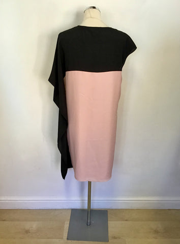 TED BAKER BLACK & PINK SHIFT DRESS SIZE 4 UK 14