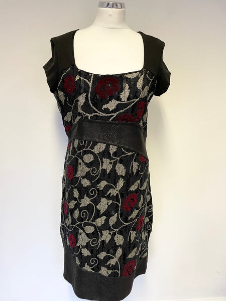 SAVE THE QUEEN BLACK,RED & SILVER SEQUIN EMBELLISHED CAP SLEEVE SHIFT DRESS SIZE XXL