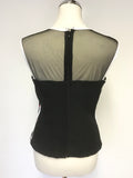 JOSEPH RIBKOFF BLACK,RED & WHITE TRIM MESH PANEL TOP SIZE 12