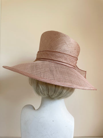 NEXT LIGHT PINK FLOWER TRIM WIDE SHAPED BRIM FORMAL HAT