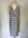 PHASE EIGHT SILVER GREY TIERED LAYERED SPECIAL OCCASION DRESS & MATCHING FASCINATOR