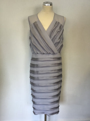 PHASE EIGHT SILVER GREY TIERED LAYERED SPECIAL OCCASION DRESS & MATCHING FASCINATOR