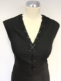 PER UNA SPEZIALE BLACK LACE UP TRIM SLEEVELESS PENCIL DRESS SIZE 8