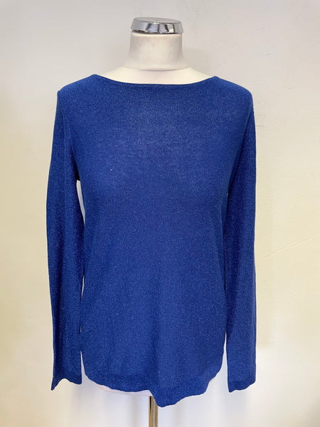 HOBBS BLUE METALLIC LONG SLEEVED JUMPER SIZE M