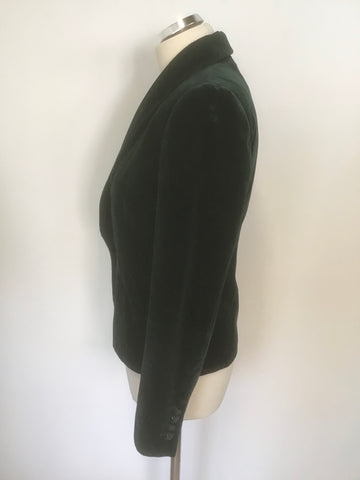 MULBERRY EMERALD GREEN VELVET TAILORED JACKET SIZE 10