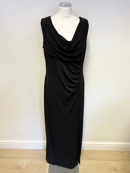 STAR BY JULIEN MACDONALD BLACK SLEEVELESS COWL NECK LONG EVENING DRESS SIZE 16