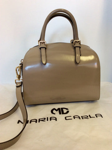 BRAND NEW MARIA CARLA HIGH GLOSS BEIGE SHOULDER / HANDBAG