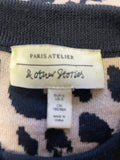 & OTHER STORIES 100% WOOL NAVY, BEIGE PATTERNED JUMPER SIZE S