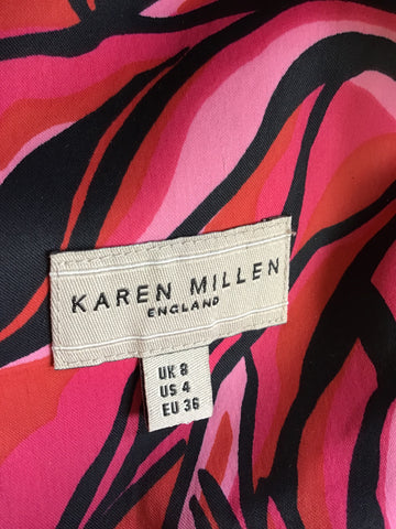 KAREN MILLEN RED FLORAL PRINT PENCIL DRESS SIZE 8