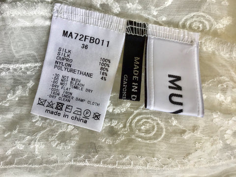 BRAND NEW MUVEIL IVORY SILK EMBROIDERED LONG SLEEVE BLOUSE SIZE 36 UK 8