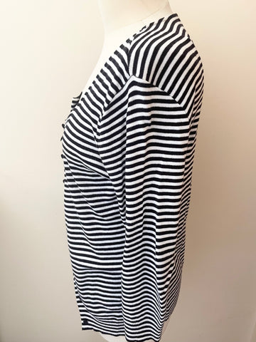 HOBBS BLACK & WHITE STRIPED CAMISOLE TOP & CARDIGAN TWINSET SIZE S/M