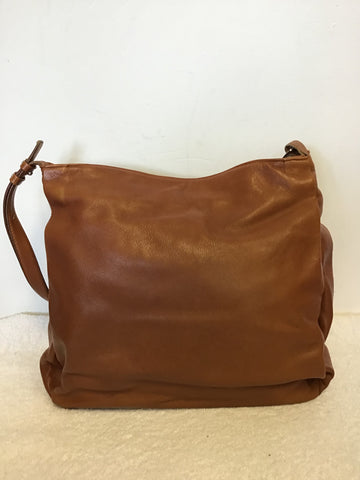 LUIS ESTEVE CHESTNUT BROWN LEATHER SHOULDER BAG