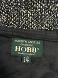 HOBBS BLACK & WHITE MARL WOOL & CASHMERE SKIRT SIZE 14