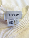 JIGSAW OFF WHITE REAR BUTTON COTTON & CASHMERE 3/4 SLEEVE JUMPER SIZE XS