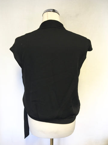 LK BENNETT FISHER BLACK SLEEVELESS WRAP ACROSS TIE SIDE TOP SIZE 10