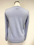 COCOA CASHMERE LONDON LIGHT BLUE 100% CASHMERE & ANGORA FUR SPOT TO FRONTJUMPER SIZE S