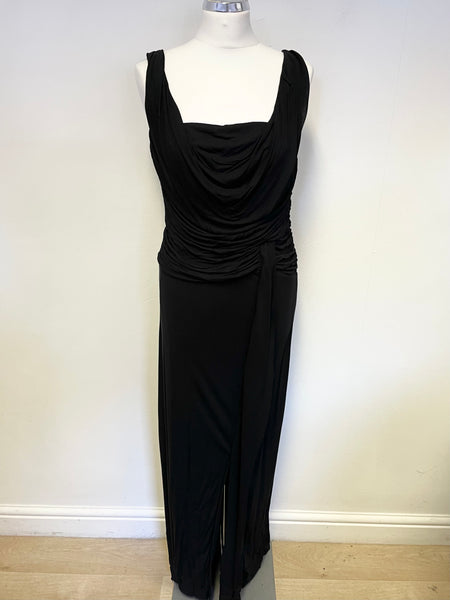 COAST BLACK SLEEVELESS DRAPED LONG EVENING DRESS SIZE 12