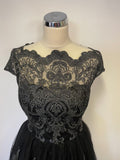 BRAND NEW CHI CHI LONDON BLACK & SILVER LACE OVERLAY FIT & FLARE SPECIAL OCCASION DRESS SIZE 8