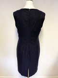 HOBBS NAVY BLUE WOOL BLEND SLEEVELESS PENCIL DRESS SIZE 14
