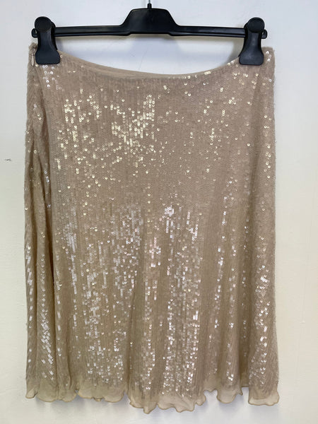 JIGSAW NUDE SILK LINED SEQUINNED SKIRT SIZE 10