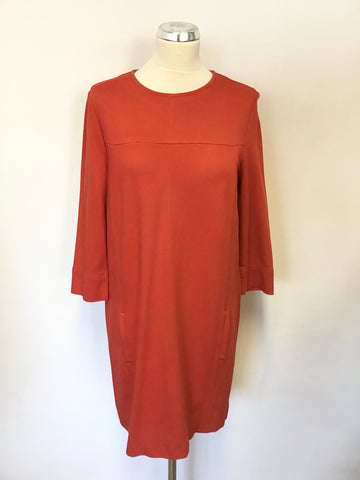 WHISPERS RED STRETCH JERSEY 3/4 LENGTH SLEEVES SHIFT DRESS SIZE 14