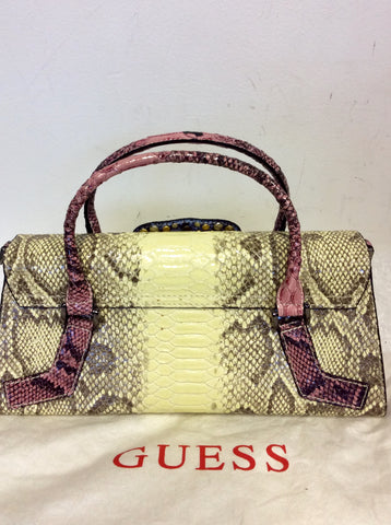 BRAND NEW GUESS LEMON,PINK & BLUE SNAKESKIN PRINT SHOULDER/HANDBAG