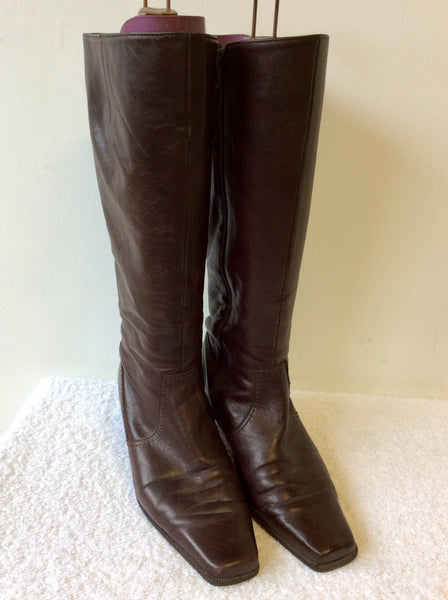 GABOR BROWN LEATHER KNEE LENGTH BOOTS SIZE 5.5/ 38.5
