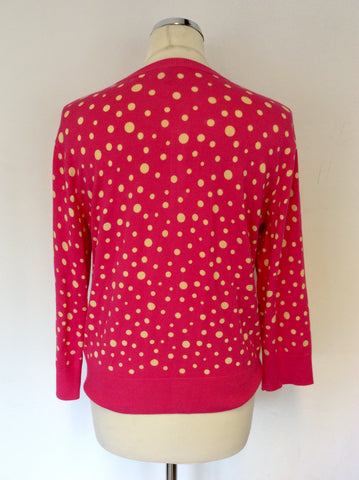 CABLE & GAUGE PINK & CREAM SPOT CARDIGAN SIZE S