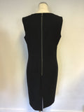HOBBS BLACK SLEEVELESS V NECK PENCIL DRESS SIZE 14