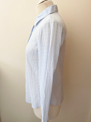 AGNES B PARIS BLUE & WHITE CHECK FINE COTTON SHIRT SIZE 36 UK 8
