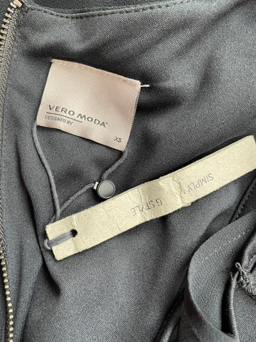BRAND NEW VERA MODA BLACK SLEEVELESS CHIFFON OVERLAY SHIFT DRESS SIZE XS