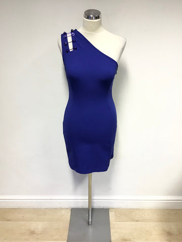 VERSUS VERSACE COBALT BLUE ONE SHOULDER STRETCH MINI DRESS SIZE 42 UK 8/10