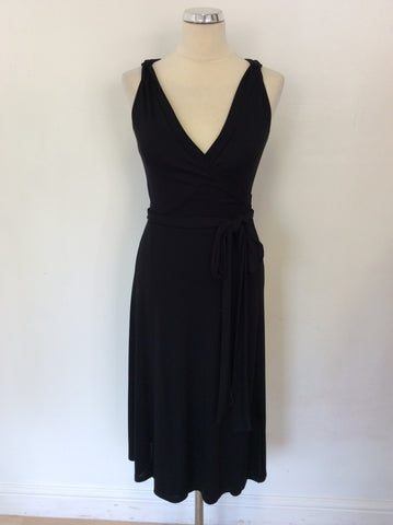 COAST BLACK SLEEVELESS WRAP DRESS SIZE 8