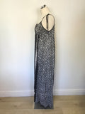 BRAND NEW MONSOON NAVY & WHITE PRINT TIE STRAP COTTON MAXI DRESS SIZE S