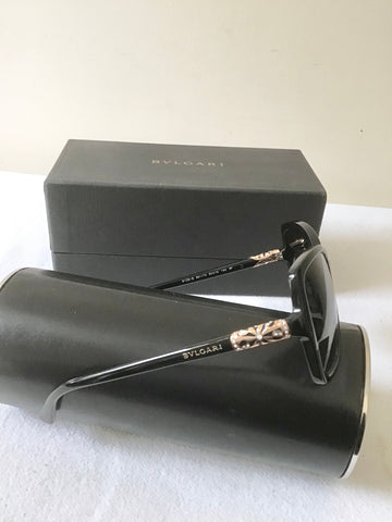 BRAND NEW BVLGARI 8139b BLACK WITH GOLD CRYSTAL TRIM SUNGLASSES