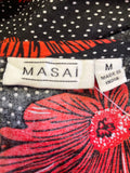 MASAI BLACK & RED FLORAL PRINT SHORT SLEEVE SHIFT DRESS SIZE M