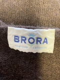 BRORA DARK BROWN 100% CASHMERE V NECK CARDIGAN SIZE 8/10