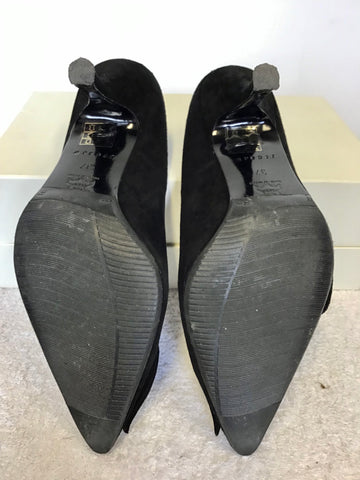 JIGSAW BLACK SUEDE BOW TRIM HEELS SIZE 4/37
