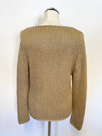 LUISA CERANO GOLD MERINO WOOL BLEND LONG SLEEVE JUMPER SIZE 16