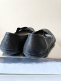 VIVOBAREFOOT BLACK LEATHER ELASTICATED STRAP COMFORT FLATS SIZE 7/40 WIDE FIT