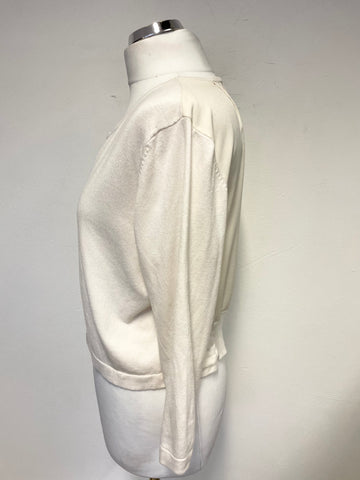 PHASE EIGHT CREAM WITH CONTRAST BACK 3/4 SLEEVE SHORT CARDIGAN SIZE 16