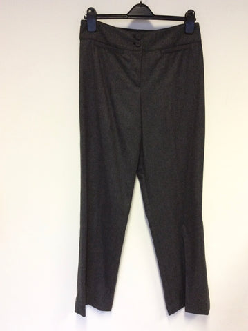 JAEGER DARK GREY 100% WOOL STRAIGHT LEG TROUSERS SIZE 10