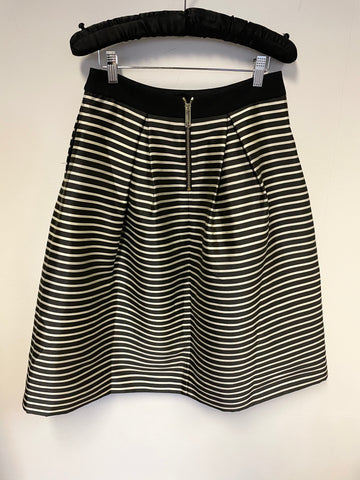 BRAND NEW TED BAKER BLACK & SILVER STRIPE BOX PLEATED SKIRT SIZE 1 UK 8/10