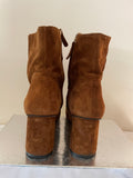 WHISTLES AMBROSE TAN SUEDE LOAFER BOOTS SIZE 5/38