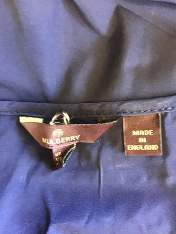 MULBERRY NAVY BLUE 3/4 SLEEVE ELASTICATED WAIST FULLER SKIRT DRESS SIZE 12