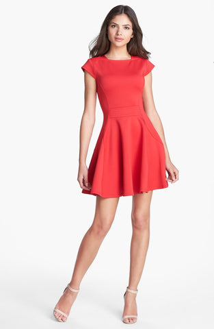 TED BAKER TEZZ RED CAP SLEEVE SKATER DRESS SIZE 4 UK 14